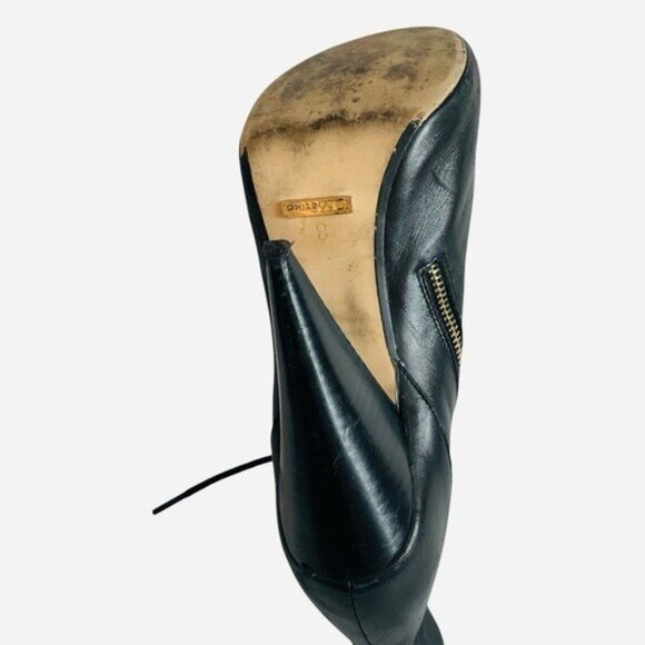 Matiko Black Leather Lace-Up Peep Toe Ankle Boots Women’s Size 8 - Picture 7 of 8